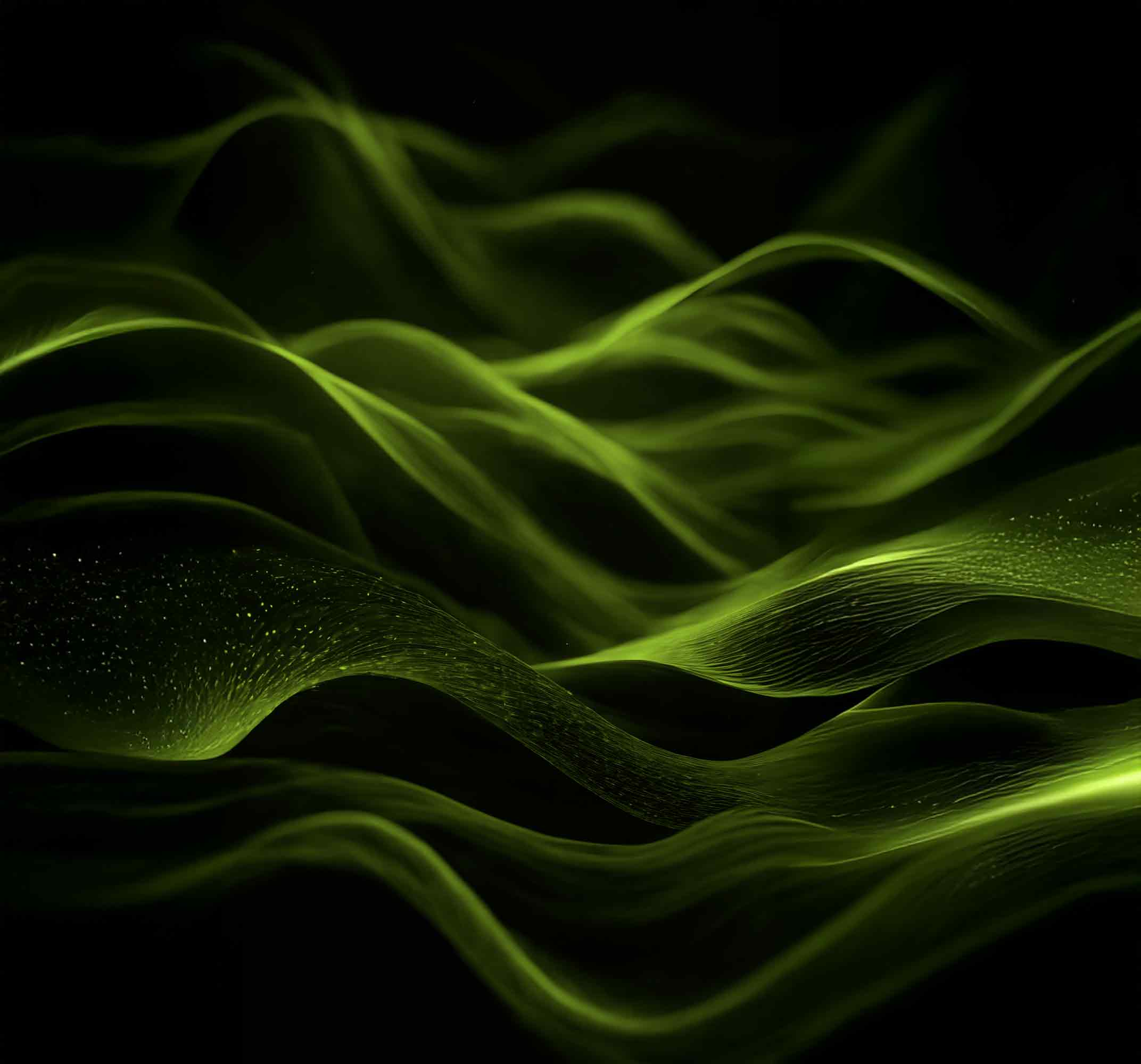 Abstract green flowing lines representing connected business workflows
